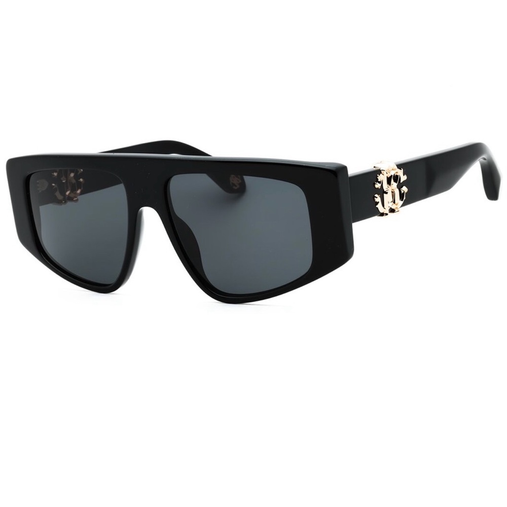 Roberto Cavalli Black Sunglasses with Gold Logo Accents